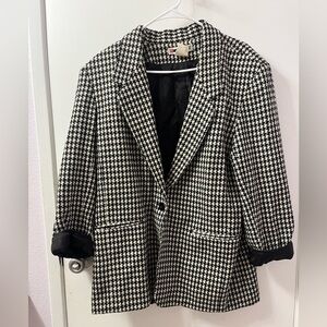 White Stag Hounds Tooth Blazer/Coat Wool/Polyester Size 12